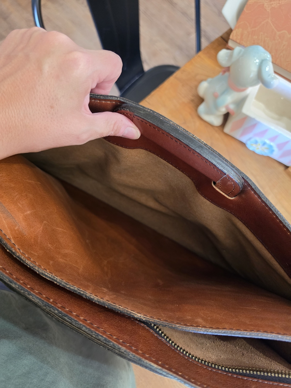SCHLESINGER Brothers Vintage Cowhide Leather Briefcase Portfolio Brown Camel - Picture 6 of 8